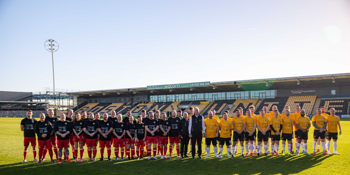 Our teams line up - ready to play at Boston United